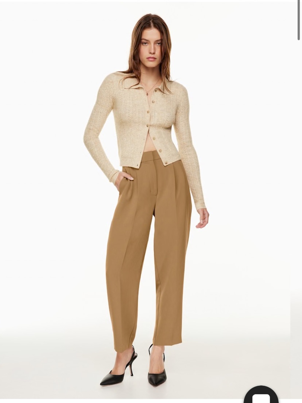 Aritzia High-Rise beige camel pants size 2